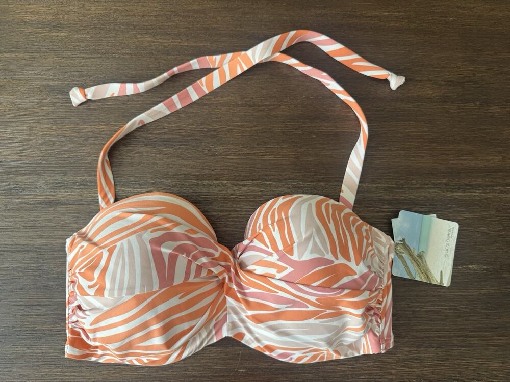 SUNSEEKER Swimwear Bikini Top Balconette Underwire Underwire Size 38DD NWT